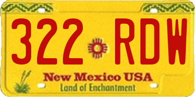 NM license plate 322RDW