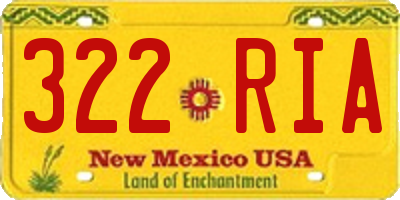 NM license plate 322RIA