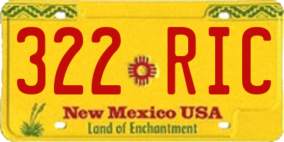 NM license plate 322RIC