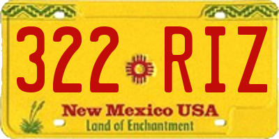 NM license plate 322RIZ