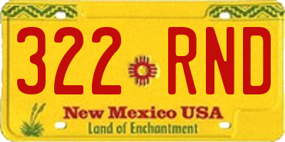 NM license plate 322RND