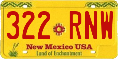 NM license plate 322RNW