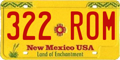 NM license plate 322ROM