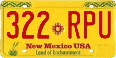 NM license plate 322RPU