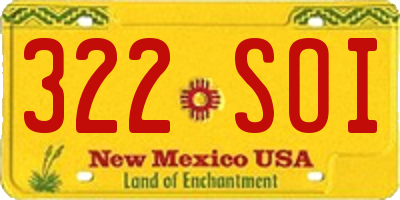 NM license plate 322SOI