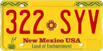 NM license plate 322SYV
