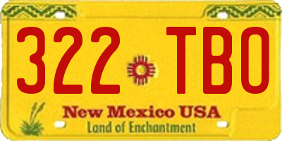 NM license plate 322TBO
