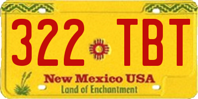 NM license plate 322TBT