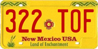 NM license plate 322TOF