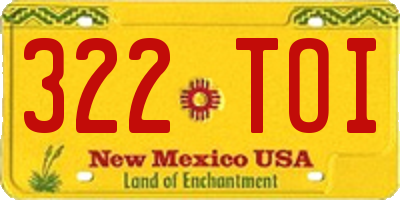 NM license plate 322TOI