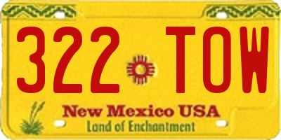 NM license plate 322TOW