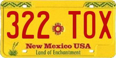 NM license plate 322TOX
