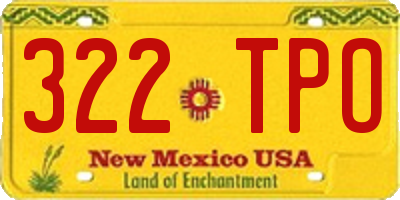 NM license plate 322TPO