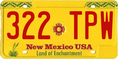 NM license plate 322TPW