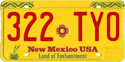 NM license plate 322TYO