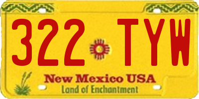 NM license plate 322TYW