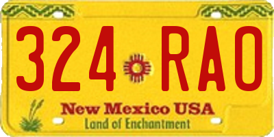 NM license plate 324RAO