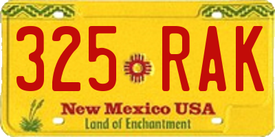 NM license plate 325RAK