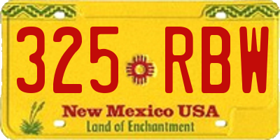 NM license plate 325RBW