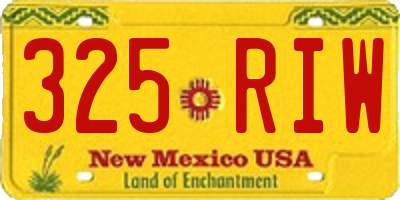 NM license plate 325RIW