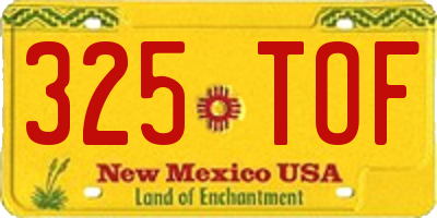 NM license plate 325TOF