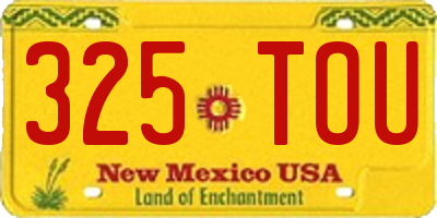 NM license plate 325TOU