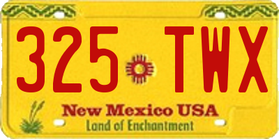 NM license plate 325TWX