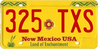 NM license plate 325TXS