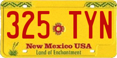 NM license plate 325TYN