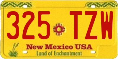 NM license plate 325TZW