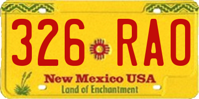 NM license plate 326RAO