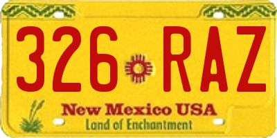 NM license plate 326RAZ