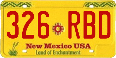 NM license plate 326RBD