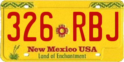 NM license plate 326RBJ