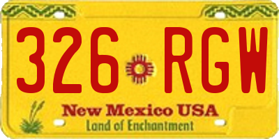 NM license plate 326RGW