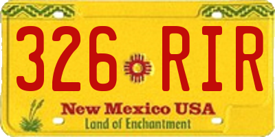 NM license plate 326RIR