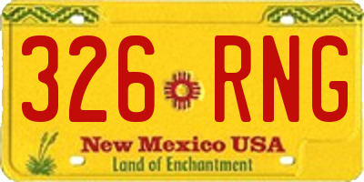 NM license plate 326RNG