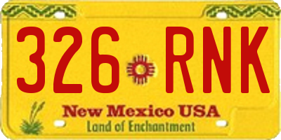 NM license plate 326RNK