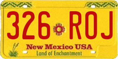 NM license plate 326ROJ