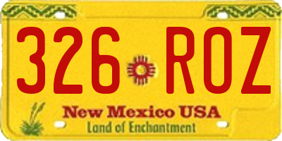 NM license plate 326ROZ
