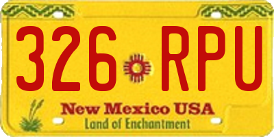 NM license plate 326RPU