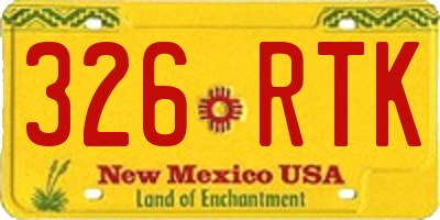 NM license plate 326RTK