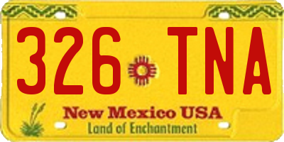 NM license plate 326TNA