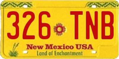 NM license plate 326TNB