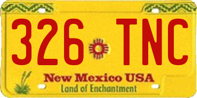 NM license plate 326TNC