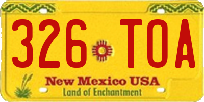 NM license plate 326TOA
