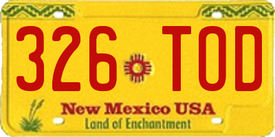 NM license plate 326TOD