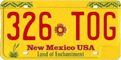 NM license plate 326TOG