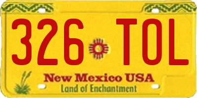 NM license plate 326TOL