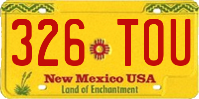 NM license plate 326TOU